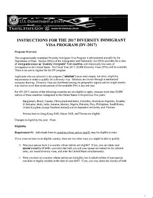 INSTRUCTIONS FOR THE 2017 DIVERSITY IMMIGRANT VISA .